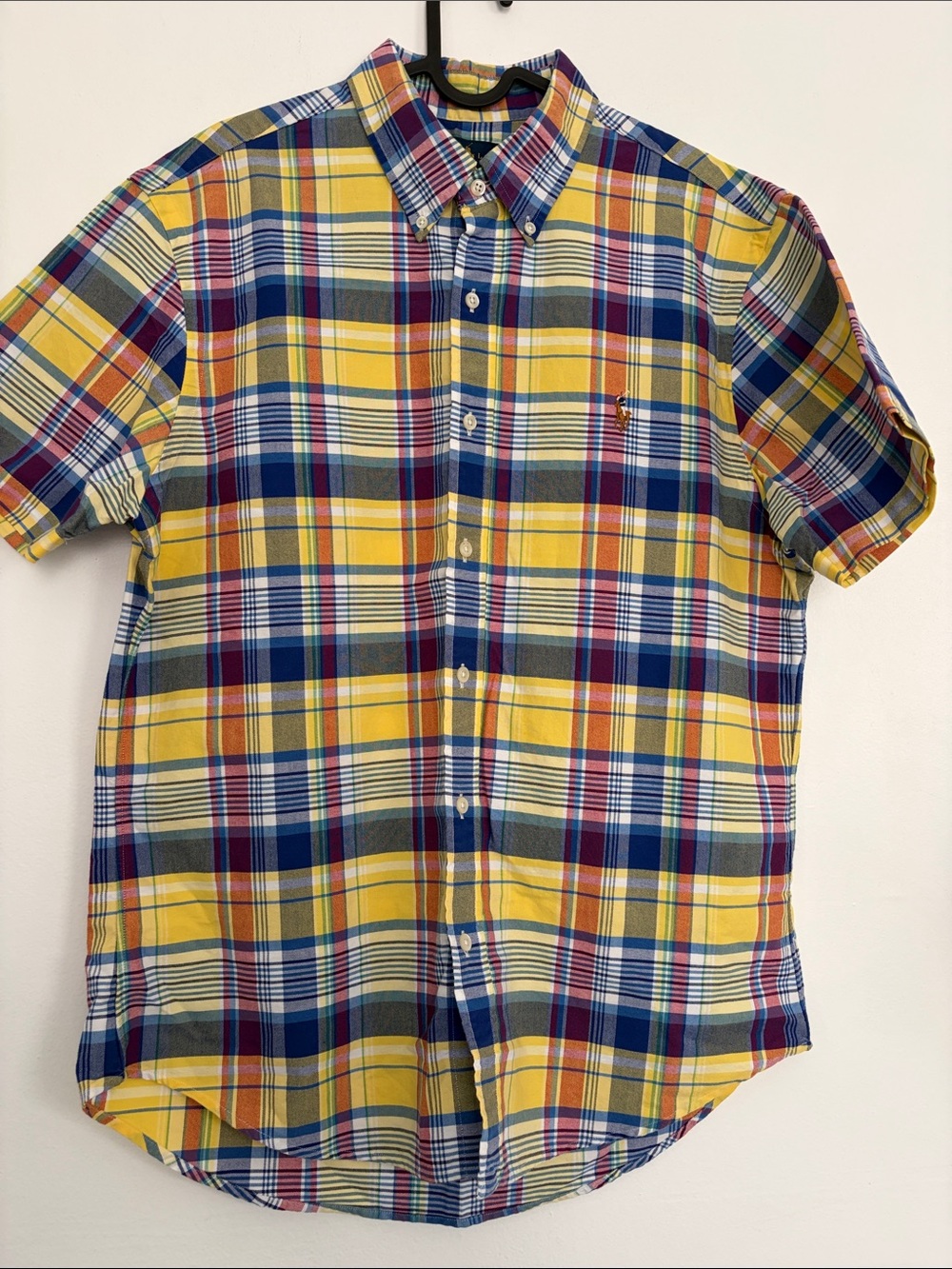Polo by Ralph Lauren Yellow & Blue Plaid Short Sleeve Button-Down Shirt